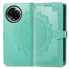 Leather Case Stands Fashionable Pattern Flip Cover Holder for Realme V50 5G Green