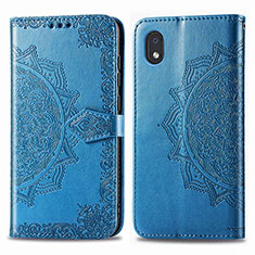 Leather Case Stands Fashionable Pattern Flip Cover Holder for Samsung Galaxy A01 Core Blue