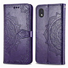 Leather Case Stands Fashionable Pattern Flip Cover Holder for Samsung Galaxy A01 Core Purple