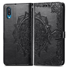 Leather Case Stands Fashionable Pattern Flip Cover Holder for Samsung Galaxy A02 Black