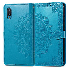 Leather Case Stands Fashionable Pattern Flip Cover Holder for Samsung Galaxy A02 Blue