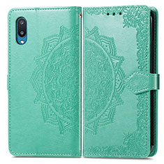 Leather Case Stands Fashionable Pattern Flip Cover Holder for Samsung Galaxy A02 Green