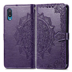 Leather Case Stands Fashionable Pattern Flip Cover Holder for Samsung Galaxy A02 Purple