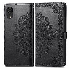 Leather Case Stands Fashionable Pattern Flip Cover Holder for Samsung Galaxy A03 Core Black