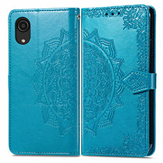 Leather Case Stands Fashionable Pattern Flip Cover Holder for Samsung Galaxy A03 Core Blue