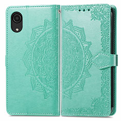 Leather Case Stands Fashionable Pattern Flip Cover Holder for Samsung Galaxy A03 Core Green