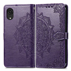 Leather Case Stands Fashionable Pattern Flip Cover Holder for Samsung Galaxy A03 Core Purple