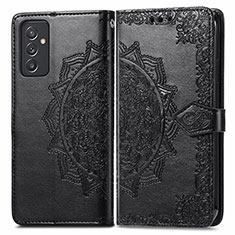 Leather Case Stands Fashionable Pattern Flip Cover Holder for Samsung Galaxy A05s Black