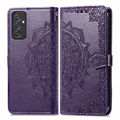 Leather Case Stands Fashionable Pattern Flip Cover Holder for Samsung Galaxy A05s Purple