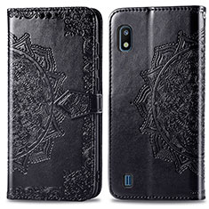 Leather Case Stands Fashionable Pattern Flip Cover Holder for Samsung Galaxy A10 Black