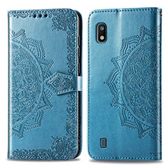 Leather Case Stands Fashionable Pattern Flip Cover Holder for Samsung Galaxy A10 Blue