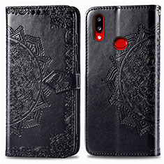 Leather Case Stands Fashionable Pattern Flip Cover Holder for Samsung Galaxy A10s Black