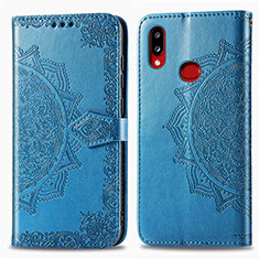 Leather Case Stands Fashionable Pattern Flip Cover Holder for Samsung Galaxy A10s Blue