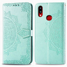 Leather Case Stands Fashionable Pattern Flip Cover Holder for Samsung Galaxy A10s Green