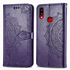 Leather Case Stands Fashionable Pattern Flip Cover Holder for Samsung Galaxy A10s Purple