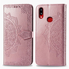 Leather Case Stands Fashionable Pattern Flip Cover Holder for Samsung Galaxy A10s Rose Gold