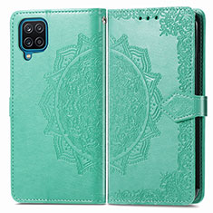 Leather Case Stands Fashionable Pattern Flip Cover Holder for Samsung Galaxy A12 Nacho Green