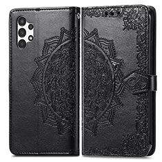 Leather Case Stands Fashionable Pattern Flip Cover Holder for Samsung Galaxy A13 4G Black