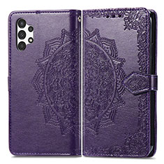 Leather Case Stands Fashionable Pattern Flip Cover Holder for Samsung Galaxy A13 4G Purple