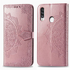 Leather Case Stands Fashionable Pattern Flip Cover Holder for Samsung Galaxy A20s Rose Gold