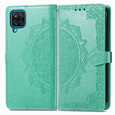 Leather Case Stands Fashionable Pattern Flip Cover Holder for Samsung Galaxy A22 4G Green