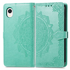 Leather Case Stands Fashionable Pattern Flip Cover Holder for Samsung Galaxy A22 5G SC-56B Green