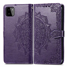 Leather Case Stands Fashionable Pattern Flip Cover Holder for Samsung Galaxy A22s 5G Purple
