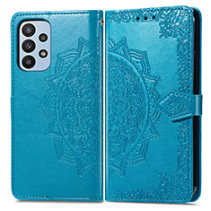 Leather Case Stands Fashionable Pattern Flip Cover Holder for Samsung Galaxy A23 5G Blue