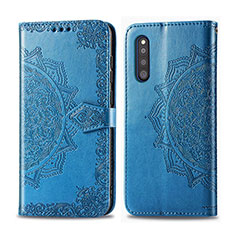 Leather Case Stands Fashionable Pattern Flip Cover Holder for Samsung Galaxy A41 SC-41A Blue