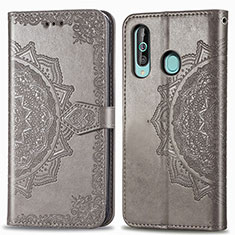 Leather Case Stands Fashionable Pattern Flip Cover Holder for Samsung Galaxy A60 Gray