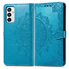 Leather Case Stands Fashionable Pattern Flip Cover Holder for Samsung Galaxy F23 5G Blue