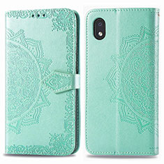 Leather Case Stands Fashionable Pattern Flip Cover Holder for Samsung Galaxy M01 Core Green