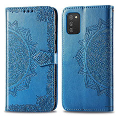 Leather Case Stands Fashionable Pattern Flip Cover Holder for Samsung Galaxy M02s Blue