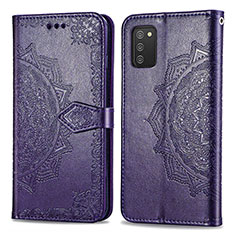 Leather Case Stands Fashionable Pattern Flip Cover Holder for Samsung Galaxy M02s Purple