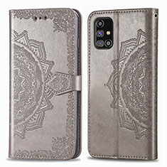 Leather Case Stands Fashionable Pattern Flip Cover Holder for Samsung Galaxy M31s Gray