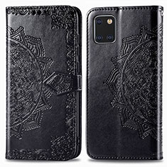 Leather Case Stands Fashionable Pattern Flip Cover Holder for Samsung Galaxy M60s Black