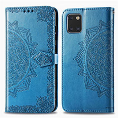 Leather Case Stands Fashionable Pattern Flip Cover Holder for Samsung Galaxy M60s Blue
