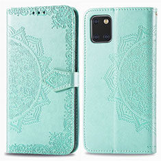 Leather Case Stands Fashionable Pattern Flip Cover Holder for Samsung Galaxy M60s Green