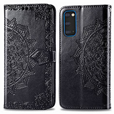 Leather Case Stands Fashionable Pattern Flip Cover Holder for Samsung Galaxy S20 5G Black