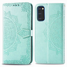 Leather Case Stands Fashionable Pattern Flip Cover Holder for Samsung Galaxy S20 5G Green
