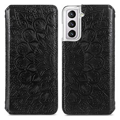 Leather Case Stands Fashionable Pattern Flip Cover Holder for Samsung Galaxy S23 5G Black