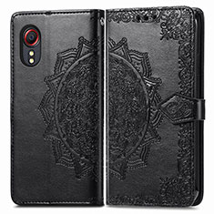 Leather Case Stands Fashionable Pattern Flip Cover Holder for Samsung Galaxy XCover 5 SM-G525F Black