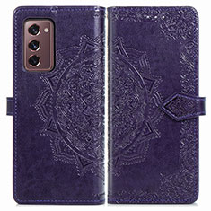 Leather Case Stands Fashionable Pattern Flip Cover Holder for Samsung Galaxy Z Fold2 5G Purple