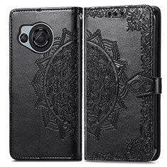 Leather Case Stands Fashionable Pattern Flip Cover Holder for Sharp Aquos R8s Black