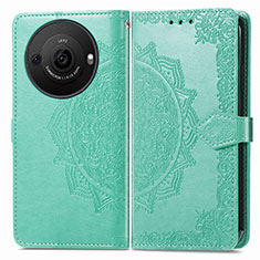 Leather Case Stands Fashionable Pattern Flip Cover Holder for Sharp Aquos R8s Pro Green