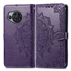 Leather Case Stands Fashionable Pattern Flip Cover Holder for Sharp Aquos R8s Purple