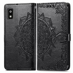 Leather Case Stands Fashionable Pattern Flip Cover Holder for Sharp Aquos wish3 Black