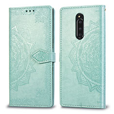 Leather Case Stands Fashionable Pattern Flip Cover Holder for Sony Xperia 1 Green