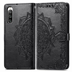 Leather Case Stands Fashionable Pattern Flip Cover Holder for Sony Xperia 10 IV SOG07 Black