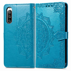 Leather Case Stands Fashionable Pattern Flip Cover Holder for Sony Xperia 10 IV SOG07 Blue